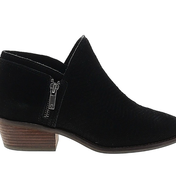 Lucky Brand Black Ankle Booties with Side Zipper and Stacked Heel - Picture 1 of 5